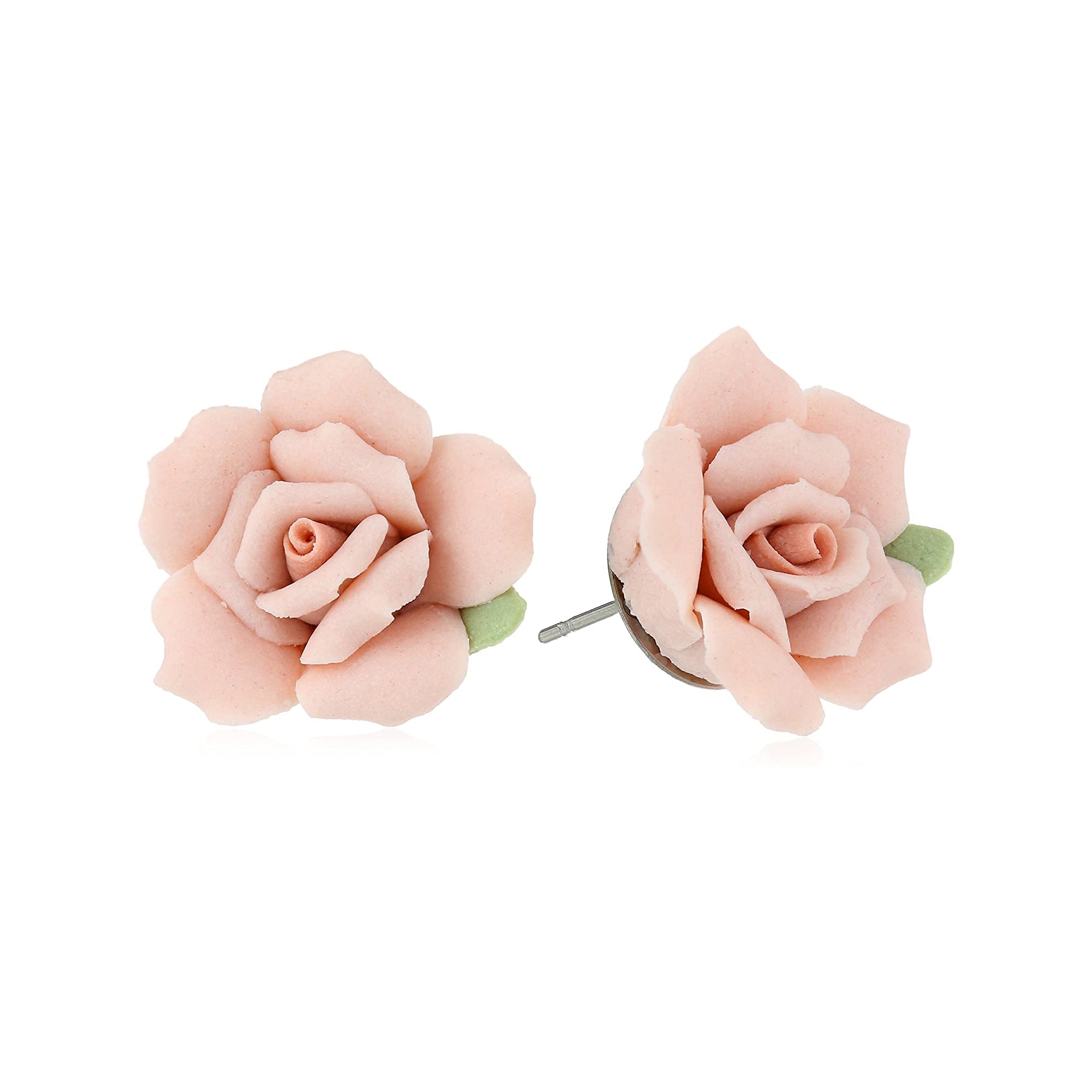 1928 Bridal Pink Porcelain Rose Post Earrings – 1928 Jewelry