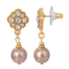 1928 Jewelry Faux Pearl and Floral Crystal Post Earrings