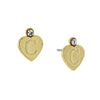 1928 Jewelry Round Crystal Gold Initial Heart Stud Earrings