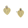 1928 Jewelry Round Crystal Gold Initial Heart Stud Earrings