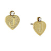 1928 Jewelry Round Crystal Gold Initial Heart Stud Earrings