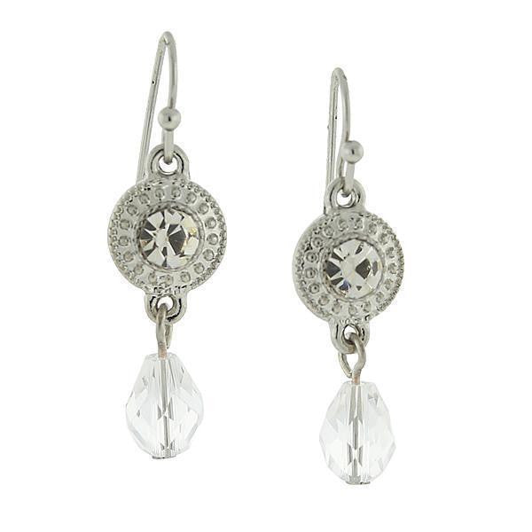 Silver Tone Crystal Drop Earrings