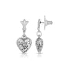 1928 Jewelry Etched Flower Heart Post Drop Earrings