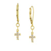 1928 Jewelry Cubic Zirconia Petite Cross Drop Earrings