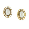 1928 Jewelry Crystal Accent Oval Button Clip On Earrings