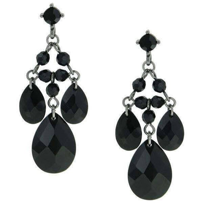 1928 Jewelry Black Diamond Briolette Chandelier Earrings