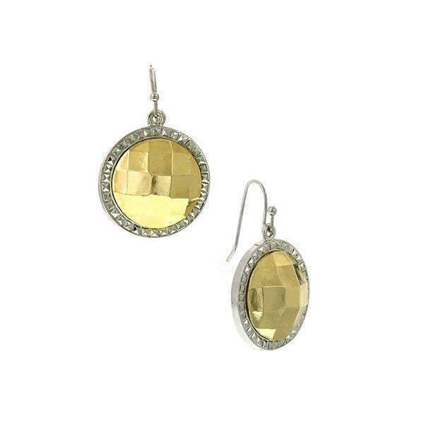 1928 Jewelry Fusion Lux Stone Round Euro Drop Earrings