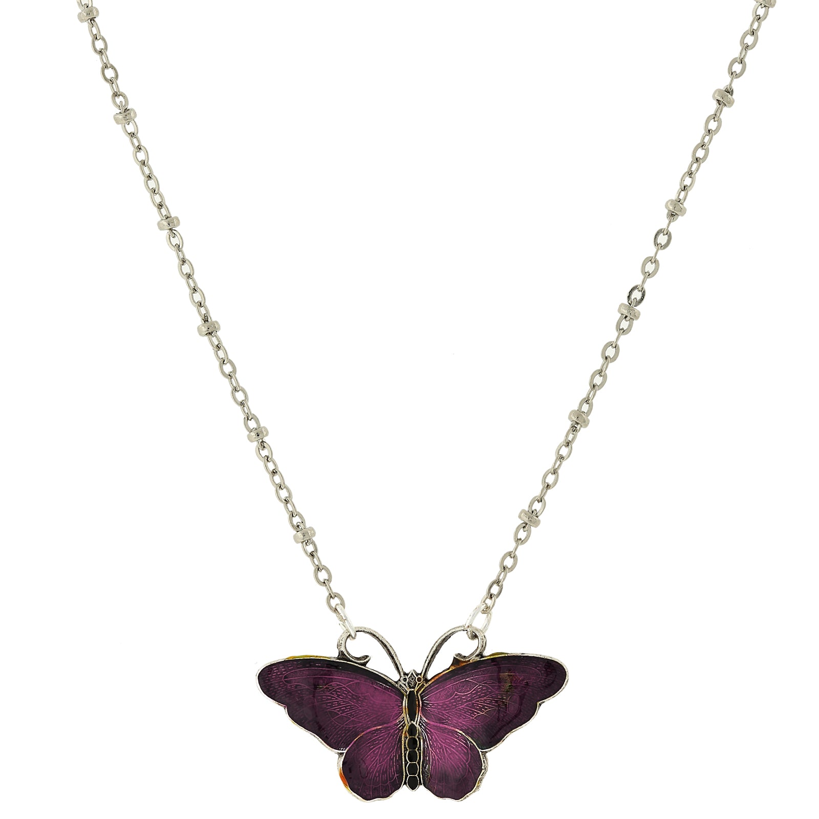 1928 Jewelry Butterfly's Dance Enamel Pendant Necklace 16