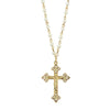 1928 Jewelry 4mm Faux Pearl Chain Gold Crucifix Cross Pendant Necklace 16