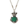 1928 Jewelry Pewter Round Gemstone Teddy Bear Pendant Necklace 16