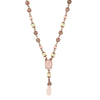 1928 Jewelry Rose Gold Faux Pearl Rose Quartz Y Necklace 16