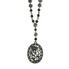 1928 Jewelry Black Diamond Color Crystal Flower Pendant Necklace 16