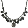 1928 Jewelry Black Bead Flower Charms & Floral Pendant Necklace 16