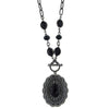 1928 Jewelry Jet Black Stone Pendant & Chain Necklace 18