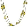 1928 Jewelry Brass Olivine Multi-Row Strandage Necklace 16