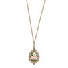 1928 Bridal Pink Crystal And Ivory And Pink Porcelain Rose Pendant Necklace 16