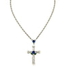 1928 Jewelry Blue Rose Enamel Cross Pendant Necklace 30