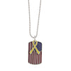 1928 Jewelry American Flag Dog Tag With Yellow Ribbon Pendant Necklace 24