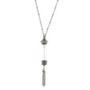 1928 Jewelry Antiqued Blue Crystal Stone Glass Vial Tassel Necklace 30