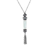 1928 Jewelry Antiqued Dog Light Blue Crystal Glass Vial Tassel Necklace 30