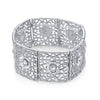 1928 Jewelry Square Filigree Flower Crystal Stretch Bracelet