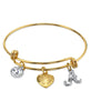 1928 Jewelry Gold Heart Initial Crystal Charm Bangle Bracelet, 2.5