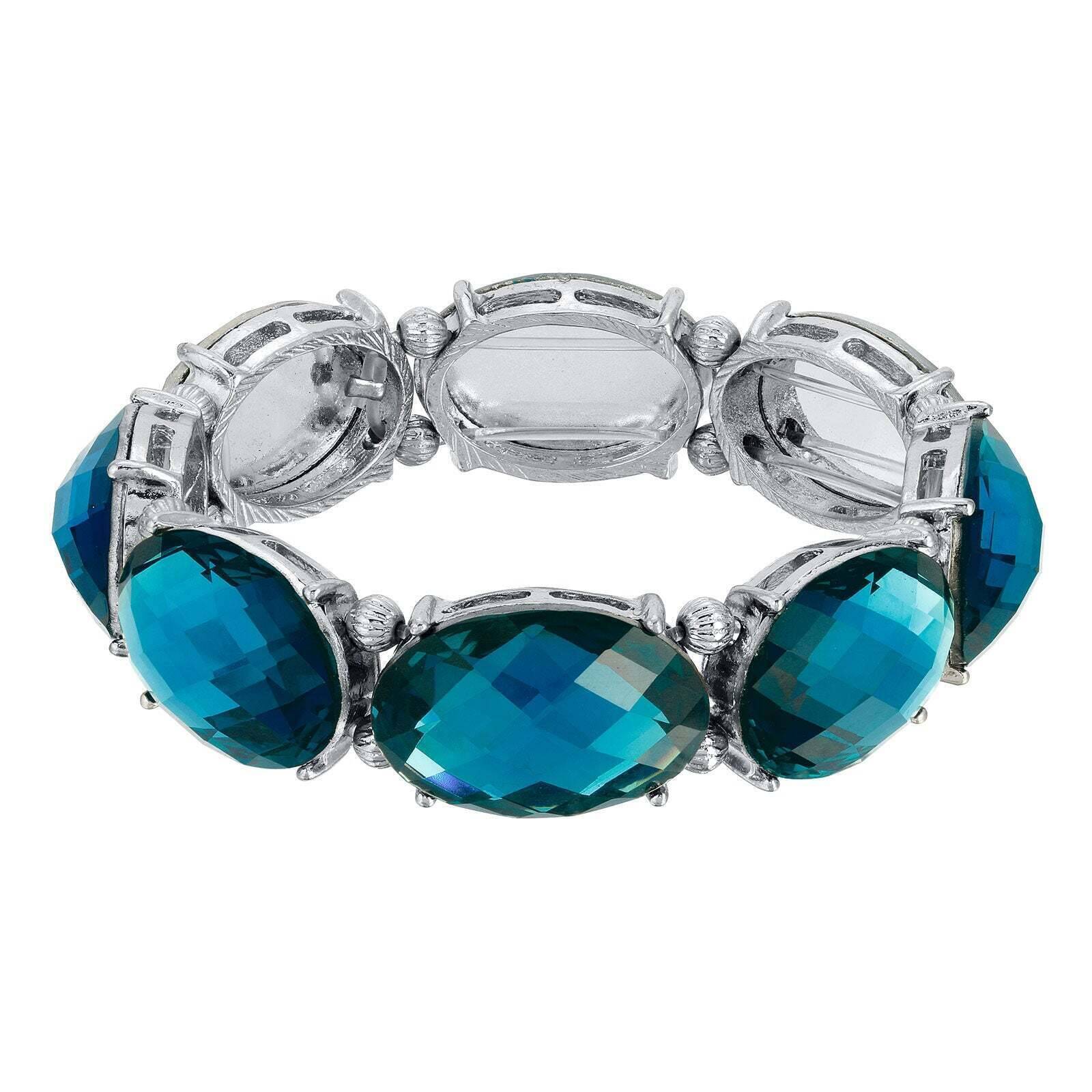 2028 Jewelry Oval Faceted Stretch Bracelet