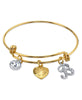 1928 Jewelry Gold Heart Initial Crystal Charm Bangle Bracelet, 2.5