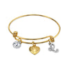 1928 Jewelry Gold Heart Initial Crystal Charm Bangle Bracelet, 2.5