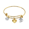 1928 Jewelry Gold Heart Initial Crystal Charm Bangle Bracelet, 2.5