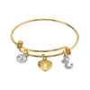 1928 Jewelry Gold Heart Initial Crystal Charm Bangle Bracelet, 2.5