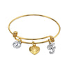 1928 Jewelry Gold Heart Initial Crystal Charm Bangle Bracelet, 2.5