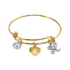 1928 Jewelry Gold Heart Initial Crystal Charm Bangle Bracelet, 2.5