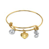 1928 Jewelry Gold Heart Initial Crystal Charm Bangle Bracelet, 2.5