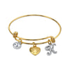 1928 Jewelry Gold Heart Initial Crystal Charm Bangle Bracelet, 2.5