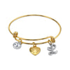 1928 Jewelry Gold Heart Initial Crystal Charm Bangle Bracelet, 2.5