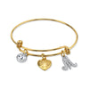 1928 Jewelry Gold Heart Initial Crystal Charm Bangle Bracelet, 2.5