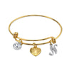 1928 Jewelry Gold Heart Initial Crystal Charm Bangle Bracelet, 2.5