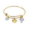 1928 Jewelry Gold Heart Initial Crystal Charm Bangle Bracelet, 2.5