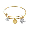 1928 Jewelry Gold Heart Initial Crystal Charm Bangle Bracelet, 2.5