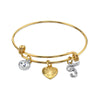 1928 Jewelry Gold Heart Initial Crystal Charm Bangle Bracelet, 2.5