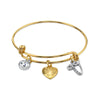 1928 Jewelry Gold Heart Initial Crystal Charm Bangle Bracelet, 2.5