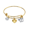 1928 Jewelry Gold Heart Initial Crystal Charm Bangle Bracelet, 2.5