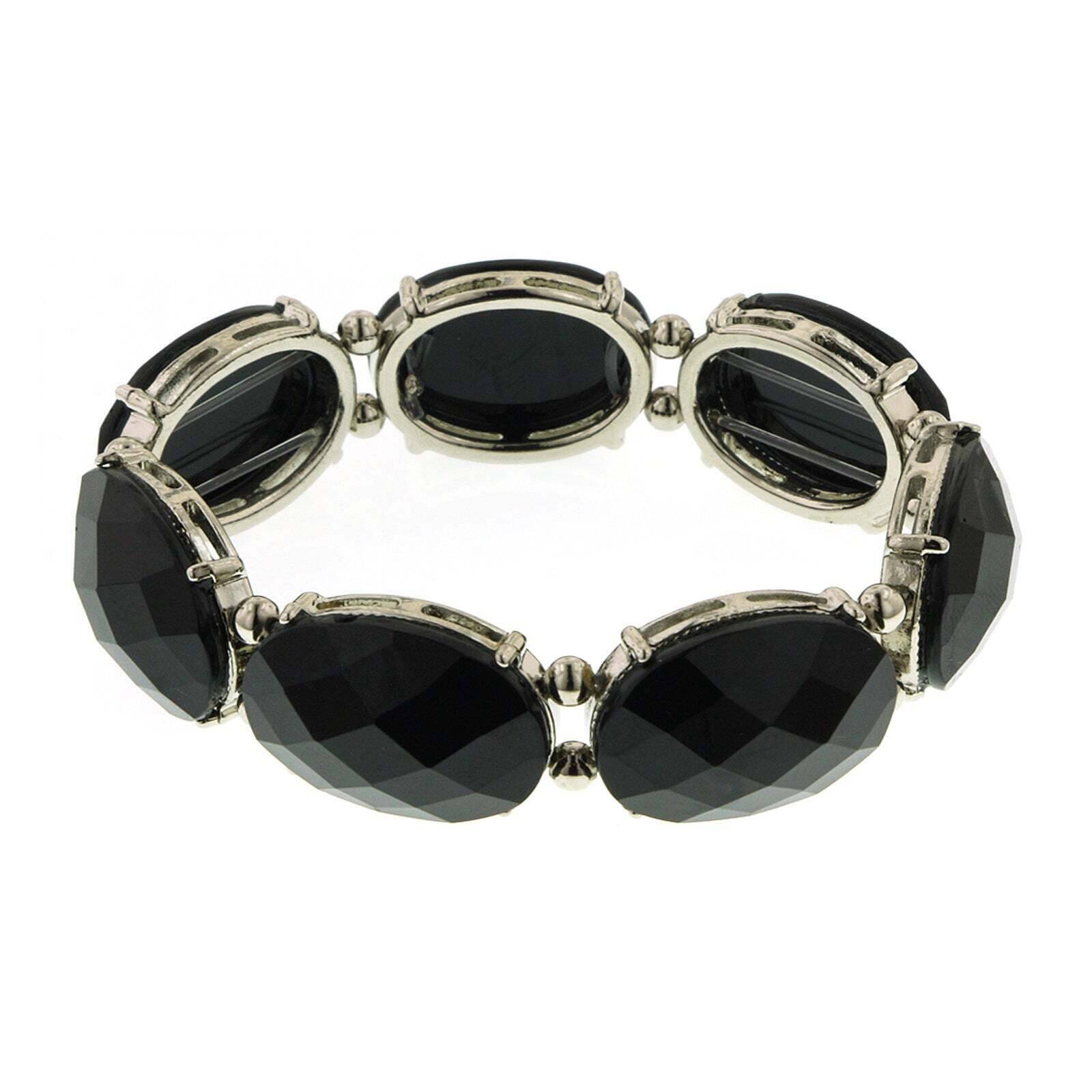 2028 Jewelry Oval Faceted Stretch Bracelet