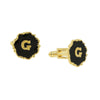 1928 Jewelry Sunburst Black Enamel Initial Cufflinks