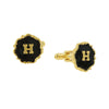 1928 Jewelry Sunburst Black Enamel Initial Cufflinks