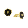 1928 Jewelry Sunburst Black Enamel Initial Cufflinks