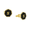 1928 Jewelry Sunburst Black Enamel Initial Cufflinks