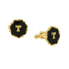 1928 Jewelry Sunburst Black Enamel Initial Cufflinks