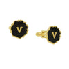 1928 Jewelry Sunburst Black Enamel Initial Cufflinks